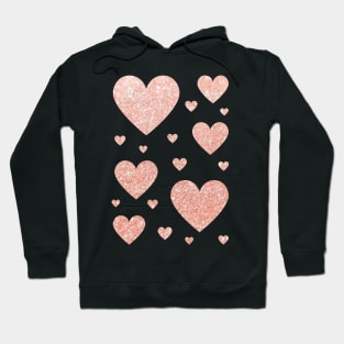 Light Rose Gold Faux Glitter Hearts Hoodie